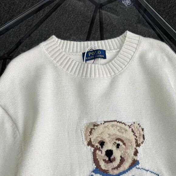 Polo Ralph Lauren White sweater with cartoon bear pattern - Picture 7 of 8